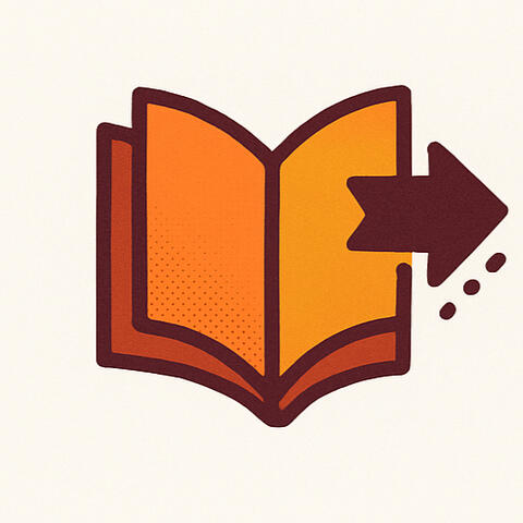 Icona pubblicazioni libro aperto con freccia verso destra